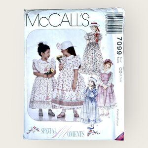Vintage 1990s McCalls Sewing Pattern 7099 Girls Dress Pinafore Size 2-4 Uncut